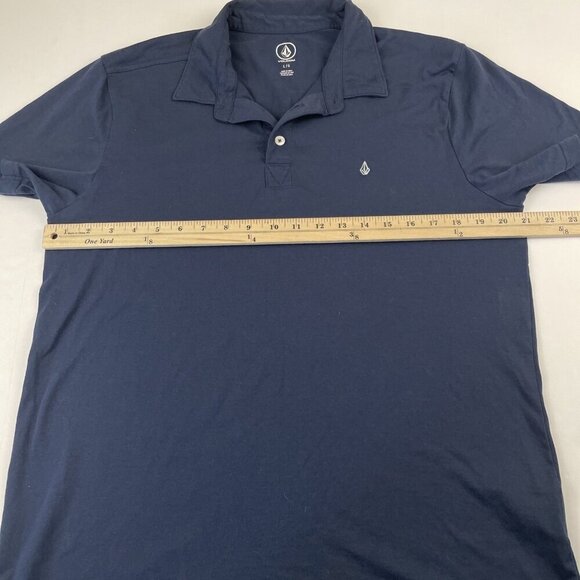 Volcom Polo Shirt Men’s L Navy White Stone Logo Golf Skate Cotton Blend - Picture 2 of 6